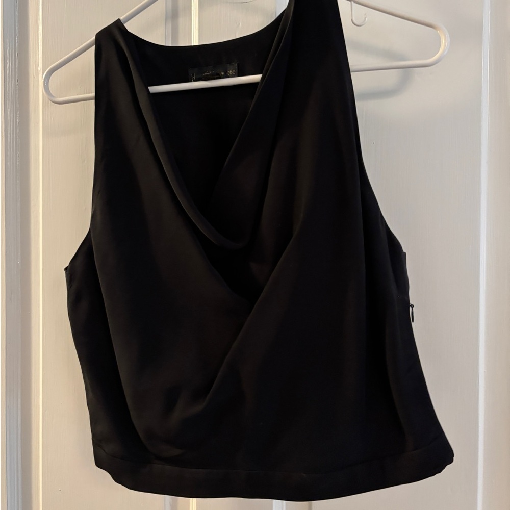 House of Harlow 1960 Black Asymmetrical Crop Tank Top
